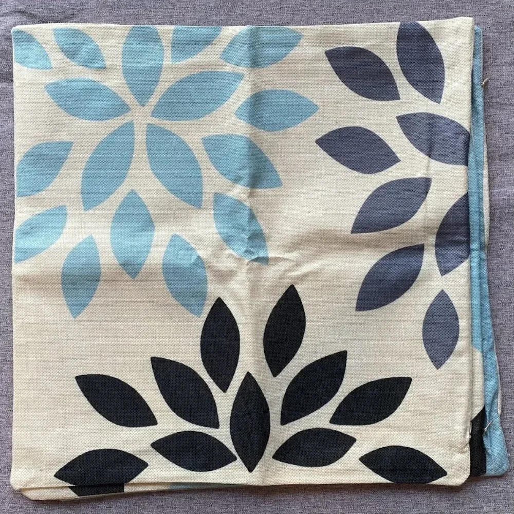 Set of 4, Geometric Throw Pillow Covers 18x18,  Linen Square Pillow Covers